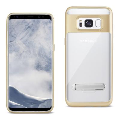 REIKO SAMSUNG GALAXY S8 EDGE/ S8 PLUS TRANSPRANT BUMPER CASE WITH KICKSTAND IN CLEAR GOLD