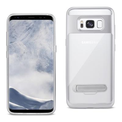 REIKO SAMSUNG GALAXY S8 EDGE/ S8 PLUS TRANSPARENT BUMPER CASE WITH KICKSTAND AND MATTE INNER FINISH IN CLEAR SILVER