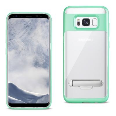 REIKO SAMSUNG GALAXY S8/ SM TRANSPARENT BUMPER CASE WITH KICKSTAND AND MATTE INNER FINISH IN CLEAR GREEN