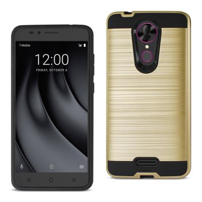 Reiko Coolpad REVVL Plus Hybrid Metal Brushed Texture Case In Gold
