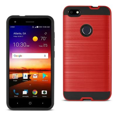 Reiko ZTE Blade X / Z965 Hybrid Metal Brushed Texture Case In Red