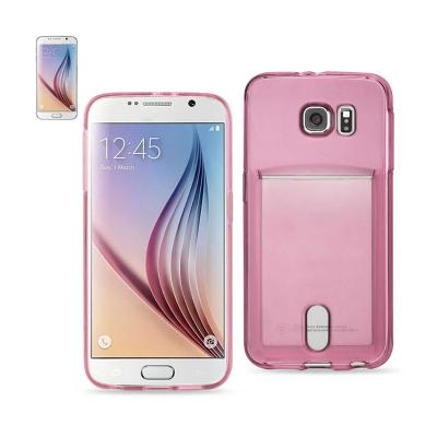 REIKO SAMSUNG GALAXY S6REIKO SEMI CLEAR CASE WITH CARD HOLDER IN CLEAR HOT PINK