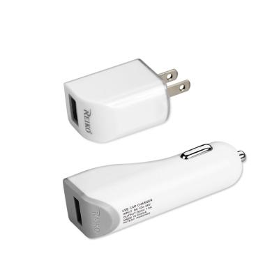 REIKO IPHONE 4G 1 AMP 3-IN-1 CAR CHARGER WALL ADAPTER WITH CABLE IN WHITE