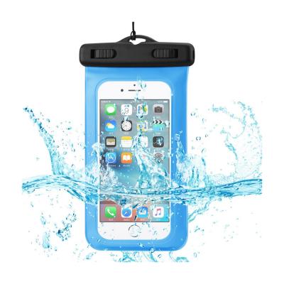 WATERPROOF CASE FOR 4.7 INCHES DEVICES WITH FLOATING ADJUSTABLE WRIST STRAP IN BLUE