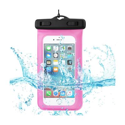 WATERPROOF CASE FOR 4.7 INCHES DEVICES WITH FLOATING ADJUSTABLE WRIST STRAP IN HOT PINK